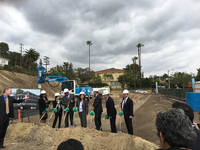 Project team and public officials at the Broadway and Thomas groundbreaking ceremony